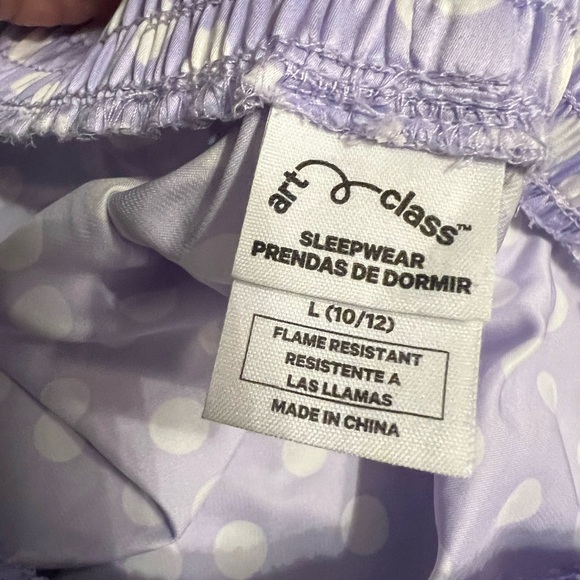 Girls large 10/12 Art Class Lavender Polka Dot Sleepwear polyester 2 piece set - Picture 8 of 10